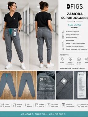 FIGS Zamora Scrub Joggers Gray Size Large Women’s Technical Collection